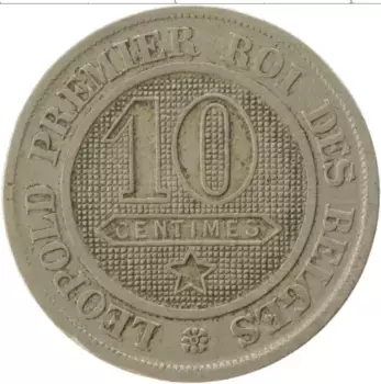 Монета 10 сантим Бельгии 1862 года Медно-никель Леопольд