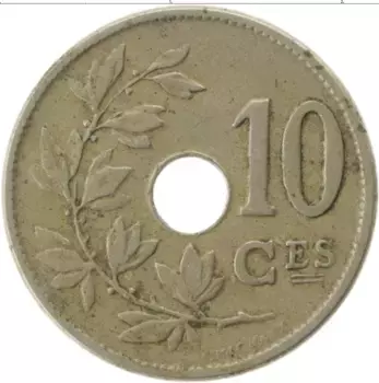 Монета 10 сантим Бельгии 1904 года Медно-никель