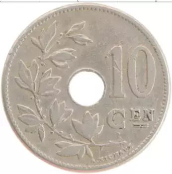 Монета 10 сантим Бельгии 1904 года Медно-никель