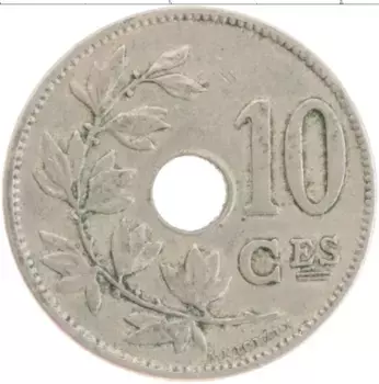 Монета 10 сантим Бельгии 1904 года Медно-никель Леопольд