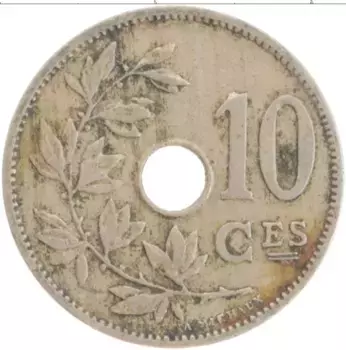 Монета 10 сантим Бельгии 1906 года Медно-никель Леопольд II