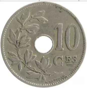 Монета 10 сантим Бельгии 1920 года Медно-никель Альберт I