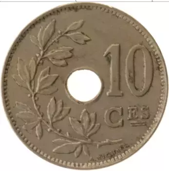 Монета 10 сантим Бельгии 1923 года Медно-никель