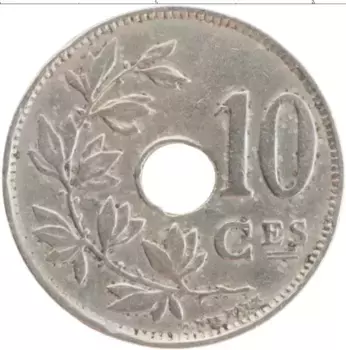 Монета 10 сантим Бельгии 1923 года Медно-никель Альберт