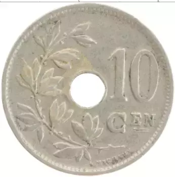 Монета 10 сантим Бельгии 1925 года Медно-никель
