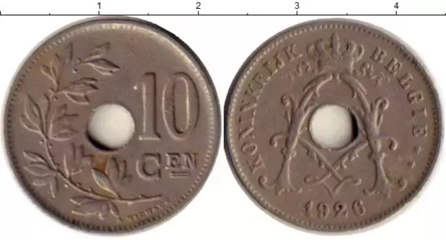 Монета 10 сантим Бельгии 1926 года Медно-никель Альберт I