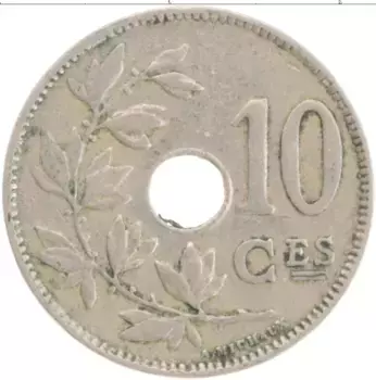 Монета 10 сантим Бельгии 1927 года Медно-никель Альберт I