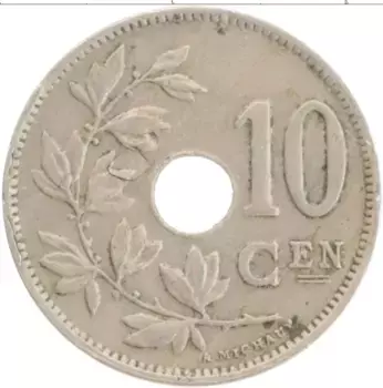Монета 10 сантим Бельгии 1929 года Медно-никель Альберт I