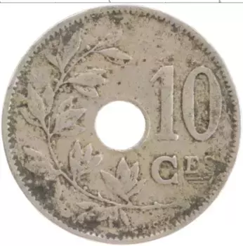 Монета 10 сантим Бельгии 1929 года Медно-никель