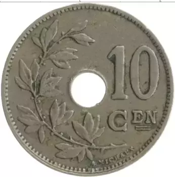 Монета 10 сантим Бельгии 1929 года Медно-никель Альберт I