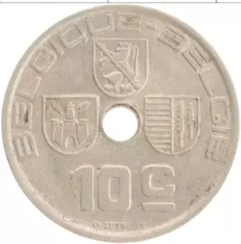 Монета 10 сантим Бельгии 1939 года Медно-никель