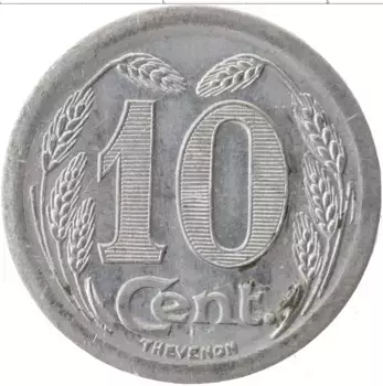Монета 10 сантим Франции 1921 года Алюминий Токен, Эвре