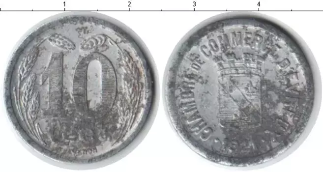 Монета 10 сантим Франции 1921 года Алюминий Жетон г