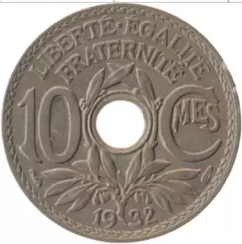 Монета 10 сантим Франции 1932 года Медно-никель