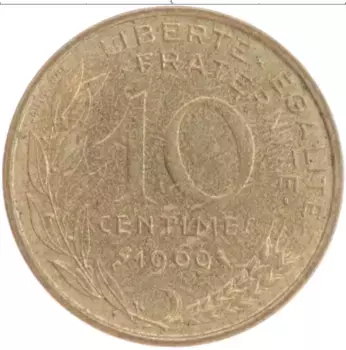 Монета 10 сантим Франции 1969 года Бронза