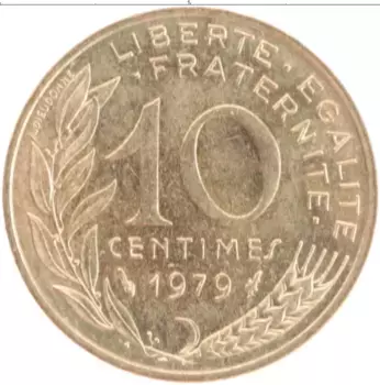 Монета 10 сантим Франции 1979 года Бронза