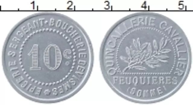 Монета 10 сантим Франции Алюминий `Город Фёкьер