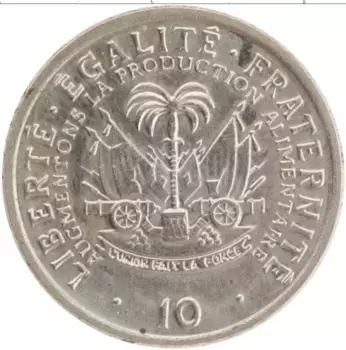 Монета 10 сантим Гаити 1975 года Медно-никель