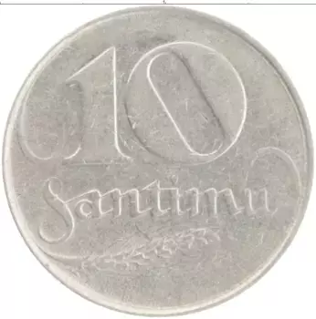 Монета 10 сантим Латвии 1922 года Медно-никель
