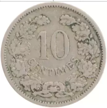 Монета 10 сантим Люксембурга 1901 года Медно-никель