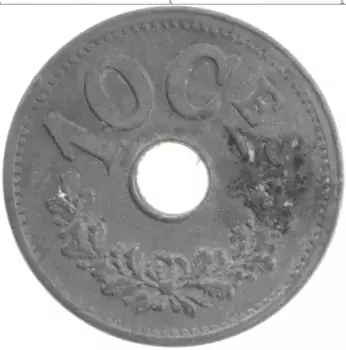 Монета 10 сантим Люксембурга 1915 года Цинк