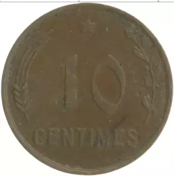 Монета 10 сантим Люксембурга 1930 года Бронза Шарлотта