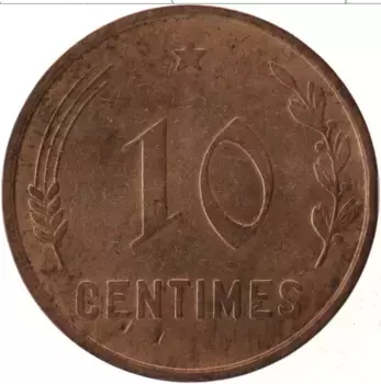 Монета 10 сантим Люксембурга 1930 года Медь Шарлотта