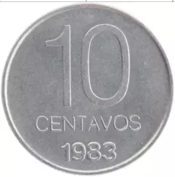 Монета 10 сентаво Аргентины 1983 года Алюминий