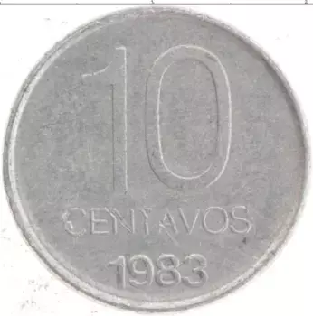 Монета 10 сентаво Аргентины 1983 года Алюминий