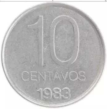 Монета 10 сентаво Аргентины 1983 года Алюминий
