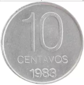 Монета 10 сентаво Аргентины 1983 года Алюминий