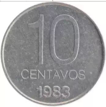 Монета 10 сентаво Аргентины 1983 года Алюминий