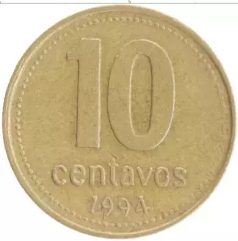 Монета 10 сентаво Аргентины 1994 года Бронза