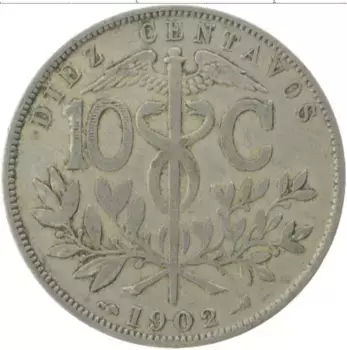 Монета 10 сентаво Боливии 1902 года Медно-никель