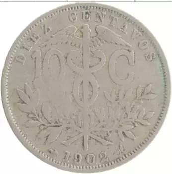 Монета 10 сентаво Боливии 1902 года Медно-никель