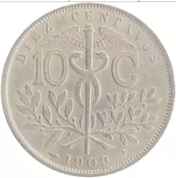 Монета 10 сентаво Боливии 1909 года Медно-никель