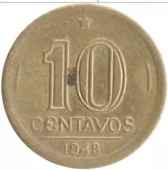 Монета 10 сентаво Бразилии 1948 года Бронза Жосе Бонифацио