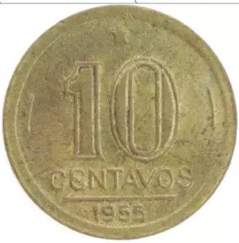 Монета 10 сентаво Бразилии 1955 года Бронза Жосе Бонифацио