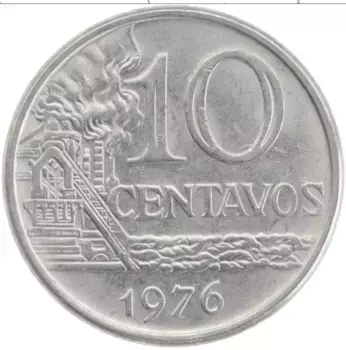 Монета 10 сентаво Бразилии 1976 года Медно-никель