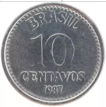 Монета 10 сентаво Бразилии 1987 года Сталь