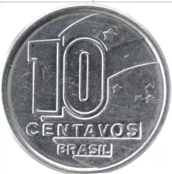 Монета 10 сентаво Бразилии 1989 года Медно-никель