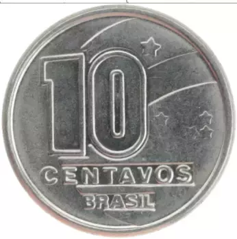 Монета 10 сентаво Бразилии 1989 года Медно-никель