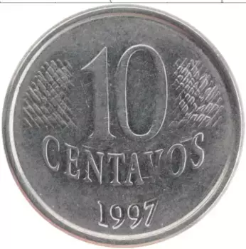 Монета 10 сентаво Бразилии 1997 года Медно-никель