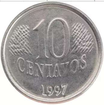 Монета 10 сентаво Бразилии 1997 года Медно-никель