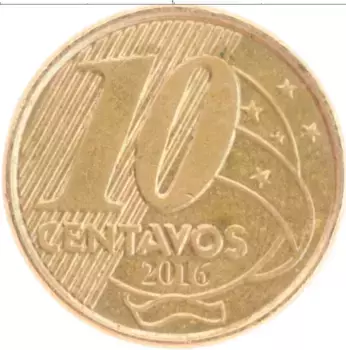 Монета 10 сентаво Бразилии 2016 года Латунь Педро I