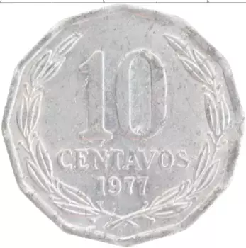 Монета 10 сентаво Чили 1977 года Алюминий