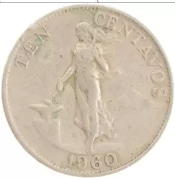 Монета 10 сентаво Филиппин 1960 года Медно-никель