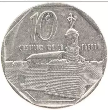 Монета 10 сентаво Кубы 1994 года Медно-никель Замок Ла Фуерза