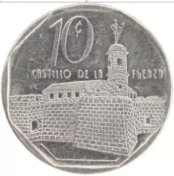 Монета 10 сентаво Кубы 1998 года Медно-никель Замок Ла Фуерза