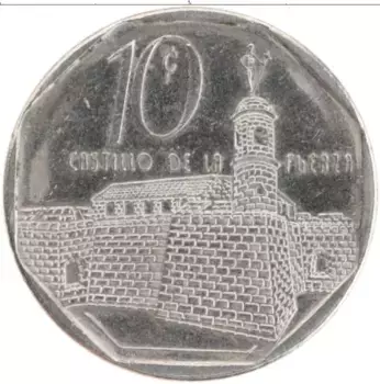 Монета 10 сентаво Кубы 1998 года Медно-никель Замок Ла Фуерза